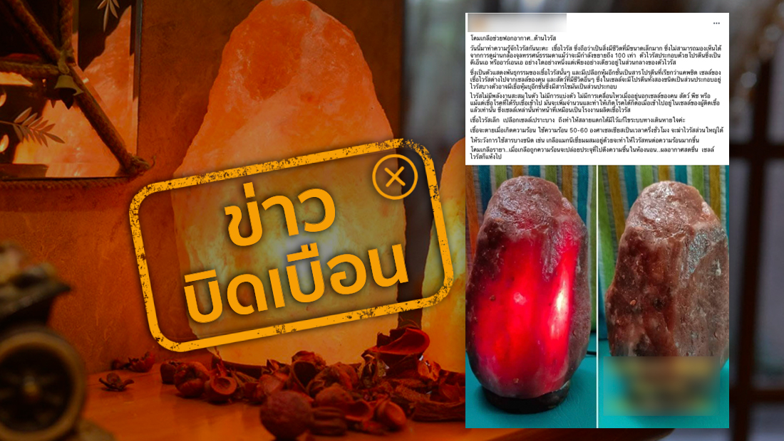 โคมเกลือช่วยขจัดมลพิษออกจากอากาศ และใช้ต้านไวรัสได้